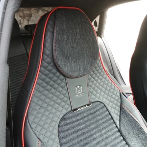 Set huse scaune auto Premium, model BLAZE Torque, design Sportiv, universale, ergonomice, Piele Ecologica cu insertii textile, culoare Negru/Rosu - Img 4