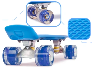 Skateboard Penny Board pentru copii cu roti din cauciuc, iluminate LED, culoare Albastra - Img 2