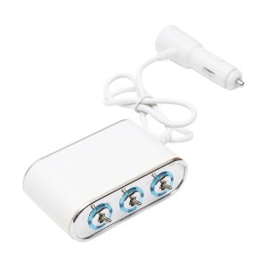 Adaptor bricheta auto tripla 12/24V, iluminata LED, cu intrerupator individual si 1 port USB, 5V, 2.1A - Img 1