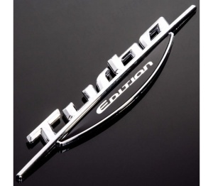 Emblema auto TURBO EDITION (reliefata 3D) - cu banda adeziva - Img 2