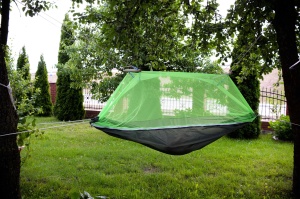 Hamac de Camping Dublu (2 persoane), 200 x 100 cm + Plasa de tantari, culoare Verde - Img 3