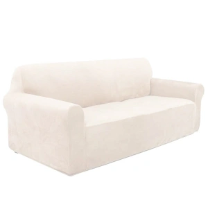 Husa universala pentru canapea standard cu 3 locuri, imitatie catifea, culoare BEJ - Img 3