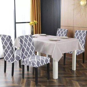 Husa universala pentru scaune clasice, model ROMB, culoare GRI + ALB - Img 5