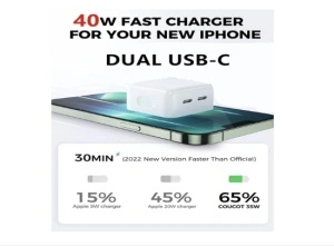 Incarcator 40W dual USB-C PD cu 2 cabluri - Img 3