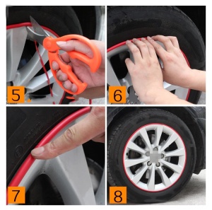Inele de protectie si decor jante, adezive, din plastic flexibil - ROSU - Img 4