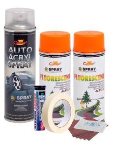 Kit complet reparatie si vopsire jante culoare Orange Fluorescent, V2 - Img 3