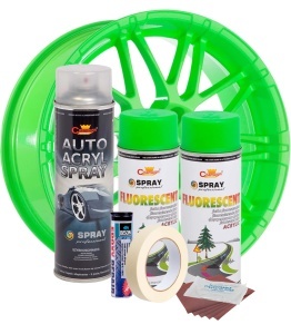 Kit complet reparatie si vopsire jante culoare Verde Fluorescent, V2 - Img 2