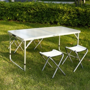 Masa turistica pliabila din aluminiu cu 4 scaune, 120 x 60cm - Img 1