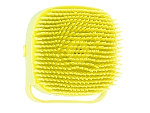 Perie din silicon cu dozator de sampon pentru spalare caini sau pisici, 7,5 x 7,5 cm, culoare galben - Img 4