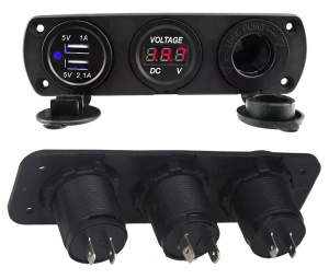 Priza suplimentara impermeabila pentru vehicule Off Road, ATV, SSV, tensiune 12V, 2 x USB si Voltmetru - Img 3