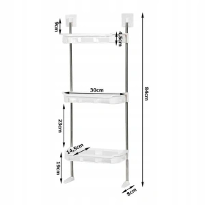 Raft suplimentar universal cu 3 polite pentru baie, montaj pe perete, deasupra vasului de toaleta, dimensiune 84 x 30 cm, culoare Alb - Img 5