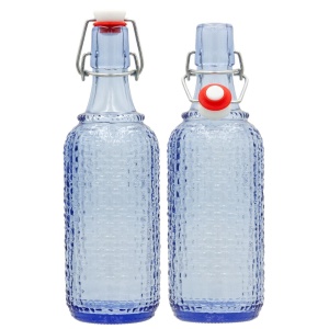 Set 12 sticle culoare Albastru Transparent, volum 0,5l, cu inchidere cu clema metalica, dop cu garnitura, reutilizabile dupa spalare, import Germania - Img 4
