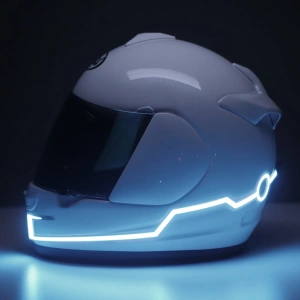 Set 2 benzi LED pentru iluminare casca moto, culoare alba, telecomanda cu fir, alimentare baterii - Img 2