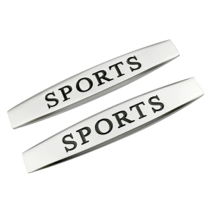 Set 2 x Embleme auto metalice, autoadezive, model "SPORTS", finisaj Crom, dimensiune, 10 x 1,5 cm