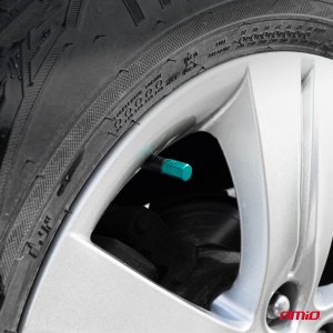 Set 4 capacele auto pentru ventil, din aluminiu, model Hexagon, culoare Verde - Img 2