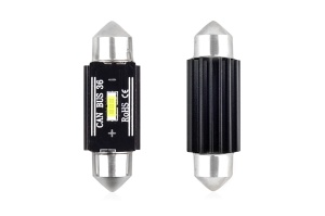 Set becuri auto cu LED CANBUS sofit compatibil C5W 1 SMD 36mm Alb 12/24V, destinat competitiilor auto sau off-road - Img 1