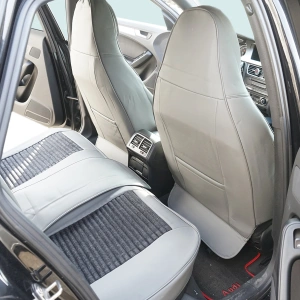 Set huse scaune auto Premium, model BLAZE Elite, design Sportiv, universale, ergonomice, Piele Ecologica cu insertii textile, culoare Gri/Crem - Img 6