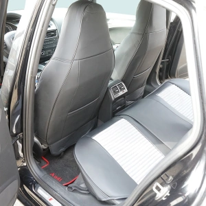 Set huse scaune auto Premium, model BLAZE Prime, design Sportiv, universale, ergonomice, Piele Ecologica cu insertii textile, culoare Negru/Gri - Img 6