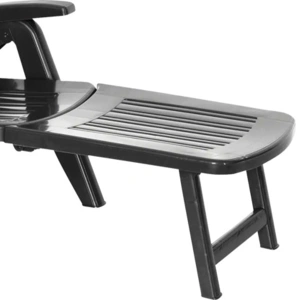 Sezlong de Plaja sau Gradina, reglabil, dimensiune 190 x 60 x 72 cm, material plastic, culoare Negru - Img 3