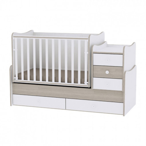 Patut transformer MAXI PLUS NEW White/Amber, Lorelli pentru copii si bebelusi, Modern, 167*72 cm, Alb/Amber