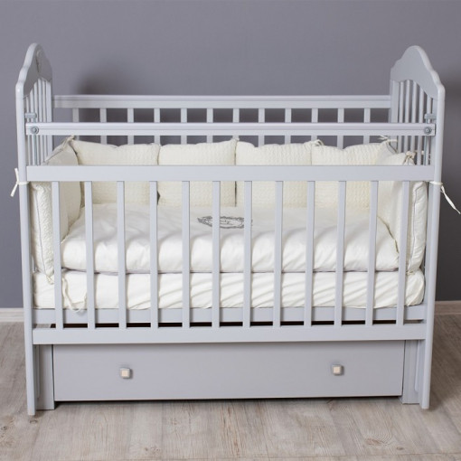 Patut Incanto Pali URSULET Grey, pentru copii si bebelusi din lemn cu sertat, Modern, 125*65 cm, Gri