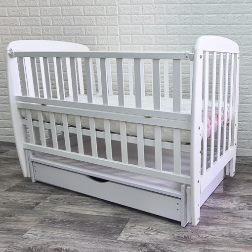 Patut Glamvers IRINA New White, pentru copii si bebelusi din lemn cu sertat, Modern, 92*56 cm, Alb