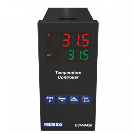 ESM-9420.5.20.0.1/01.02/0.0.0.0 - Regulator de temperatura digital, intrare J, K, R, S, T, Pt100, doua iesiri pe releu 5A, SSR, dimensiuni(L x W x D) 48 x 92 x 94,5 mm