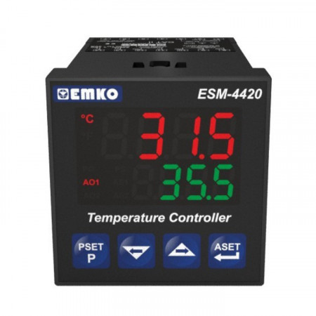 ESM-4420.5.20.0.1/01.02/0.0.0.0 - Regulator de temperatura digital, intrare J, K, R, S, T, Pt100, doua iesiri pe releu 5A, SSR, dimensiuni(L x W x D) 48 x 48 x 84 mm