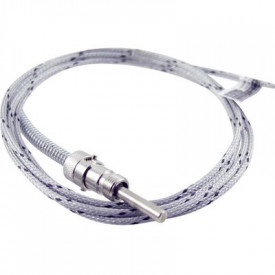 TC-M06-L030-K02.J, sonda de temperatura termocuplu tip J(2 fire), diametru teaca Ø = 6mm, lungime teaca 30mm, niplu de prindere pe arc, cablu de 2m cu tresa metalica, temperatura -50˚C...+400˚C