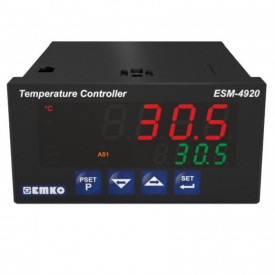 ESM-4920.5.20.0.1/01.02/0.0.0.0 - Regulator de temperatura digital, intrare J, K, R, S, T, Pt100, doua iesiri pe releu 5A, SSR, dimensiuni(L x W x D) 92 x 48 x 94,5 mm