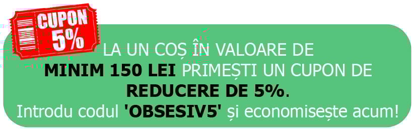 Oferte speciale la cosul de cumpărături! Primești un lac de unghii cadou la un cos de 100 lei sau o reducere de 5% la cosul de cumpărături la un cos de 150 lei.