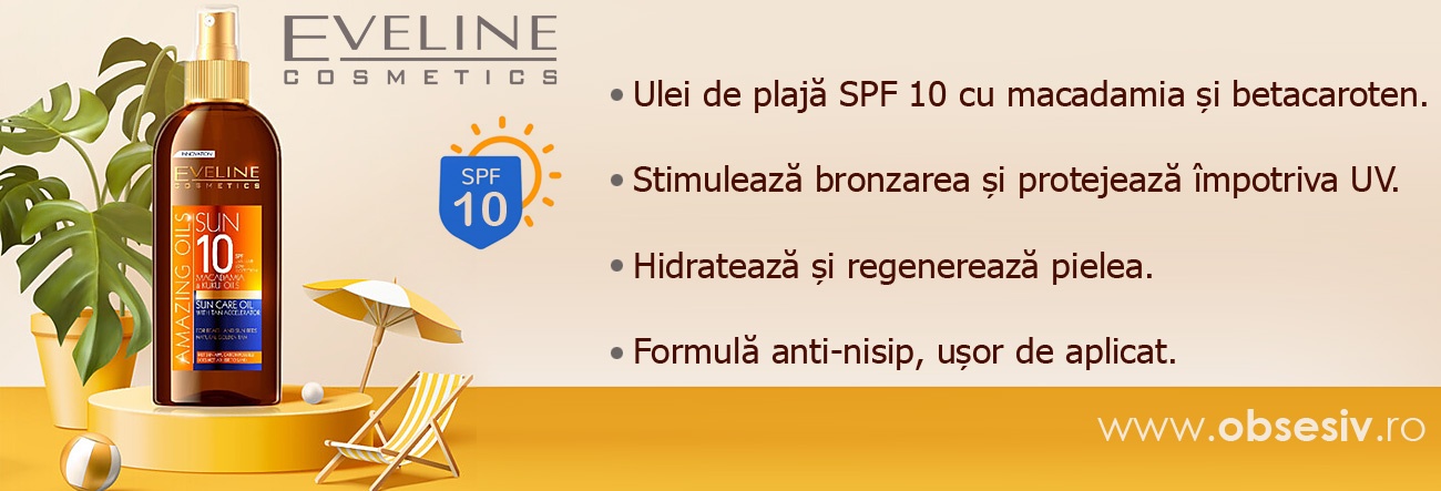 Ulei Plaja SPF10 Anti-Nisip Rezistent la Apa cu Extract de Macadamia Eveline Cosmetics