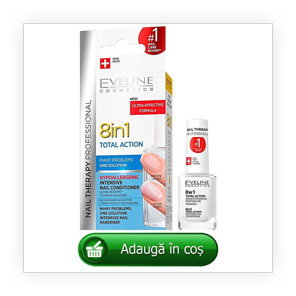 Tratament Unghii 8 în 1 Eveline Cosmetics - Regenerare Instant Total Action