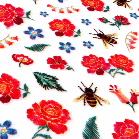 Abtibilde Unghii Culoare Multicolor Model 'Flowers and Bees' No. XD041