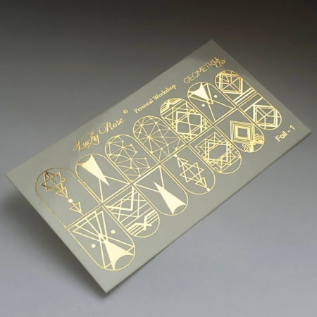 Abtibilduri Unghii pe Bază de Apă, Model GEOMETRIC FORMS, Cod Foil-1 Gold, Accesorii Manichiura Nail Art