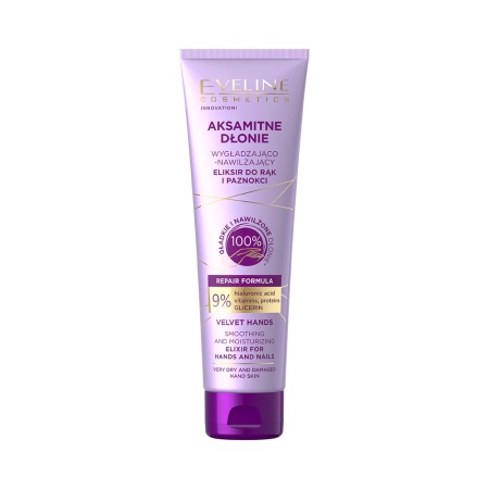 Cremă Mâini cu Acid Hialuronic, Vitamine și Glicerină Eveline Velvet Hands - Hidratare, Protecție și Fortifiant Unghii