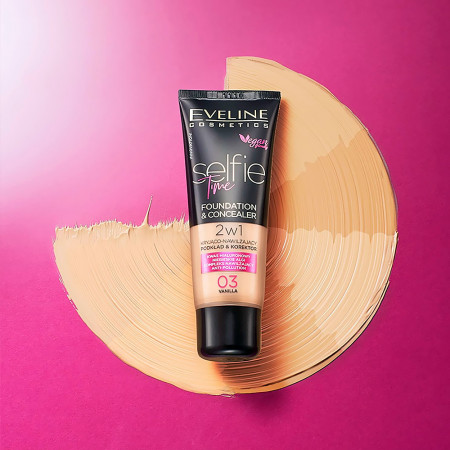 Fond de Ten si Corector Vegan Selfie Time No 02 Ivory Eveline Cosmetics