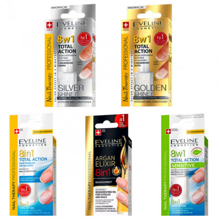 Kit Ingrijire Unghii si Cuticule 5 Tratamente 8 in 1 Eveline Cosmetics