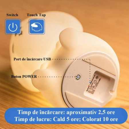 Lampa LED din Silicon cu Telecomanda Model &#039;Sweet Dog&#039; 4 Moduri Iluminare, 16 Culori , Incarcare USB