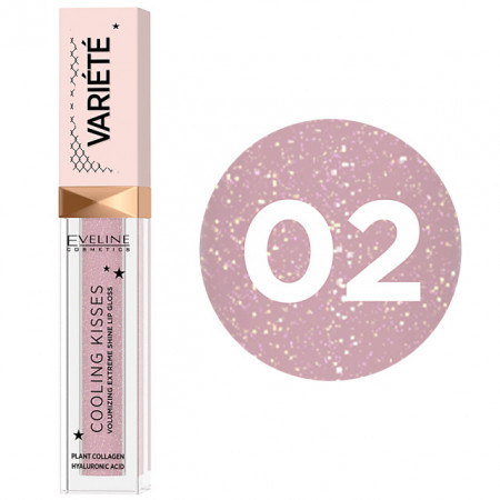 Luciu Buze cu Efect de Marire Racoros, Variete Cooling Kisses Eveline, Sugar Nude No 02