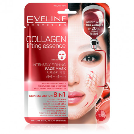 Masca de Fata pentru Ten Matur si Sensibil 8in1 Eveline Cosmetics Collagen Lifting Essence