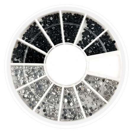 Pietricele Unghii Argintiu si Negru, Decoruri Unghii de Tip Nail Art
