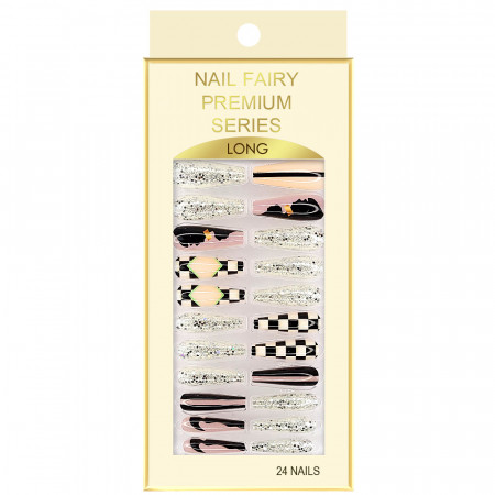 Set 24 Unghii False Reutilizabile cu Manichiura Instant Model 'Abstract World'