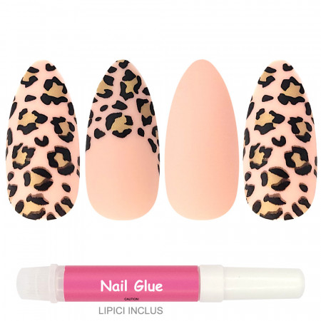 Set 24 Unghii False Reutilizabile cu Manichiura Instant Model &#039;Jaguar Pinkies&#039;