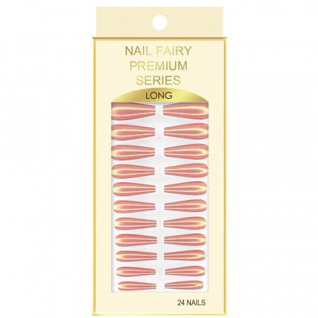 Set 24 Unghii False Reutilizabile cu Manichiura Instant Model &#039;Salmon Pearl&#039;