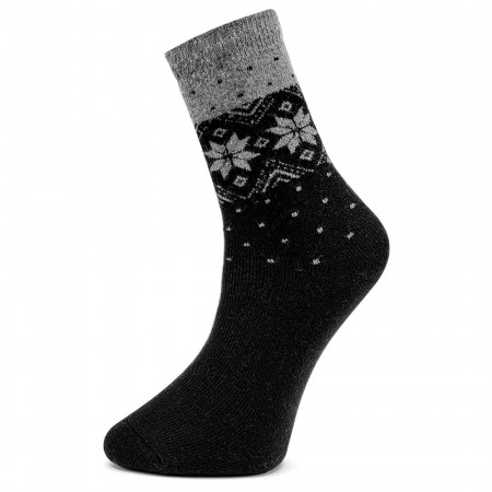 Sosete Flausate din Lana Model 'Welcome Winter' Culoare Negru