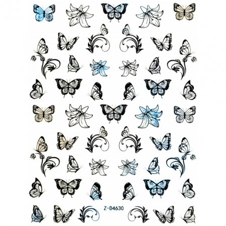 Abtibilde Unghii Culoare Multicolor Model &#039;Butterfly and Flowers&#039; No. Z-D4630