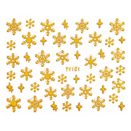 Abtibilde Unghii Motive Decorative Fulgi de Zapada &#039;Gold Snowflakes&#039; No. TY101