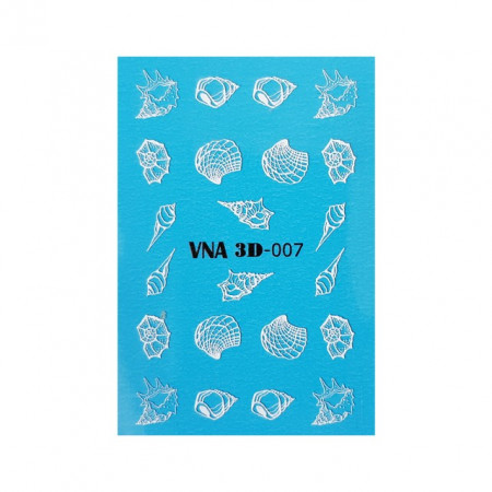 Abtibilduri Unghii pe Baza de Apa cu Efect 3D, Model 'Seashells', Cod VNA 3D-007, Abtibilde Unghii 3D