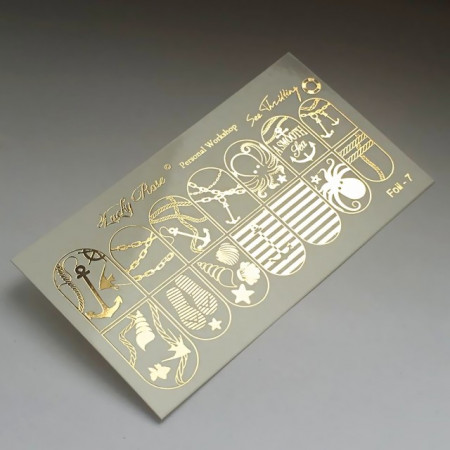 Abtibilduri Unghii pe Bază de Apă, Model "MARINE", Cod Foil-7 Gold, Accesorii Manichiura Nail Art